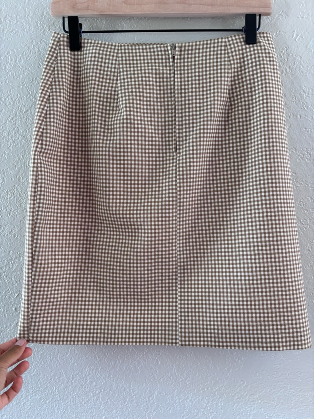 Vintage Pastille Olive Brown Gingham Mini Skirt Size 10 Cottage Core - Picture 3 of 6